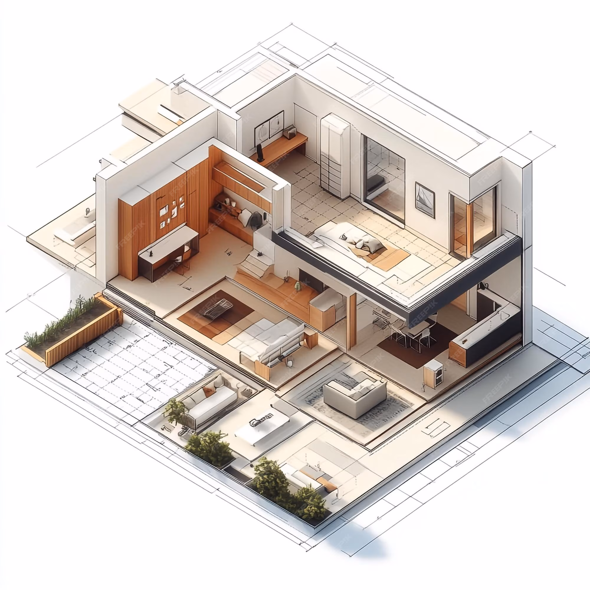 isometric-view-house-construction-blueprints-with-furniturephotorealisticmodern-architectue_564692-89187